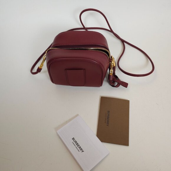 Burberry Cube Micro CB Smooth Mini Bag Red Leather Gold Lock & Key Italy - Picture 9 of 15